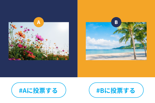 ハッシュタグをつけてAかBに投票する