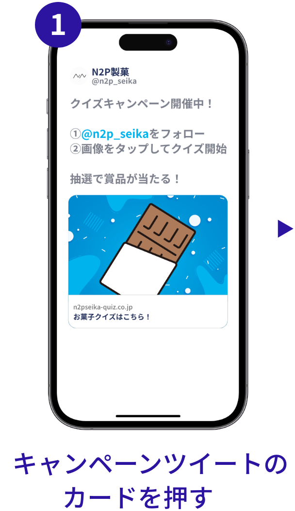 キャンペーンフロー　キャンペーンツイートのカードを押す