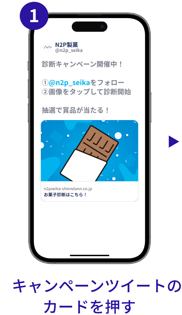 キャンペーンフロー　キャンペーンツイートのカードを押す