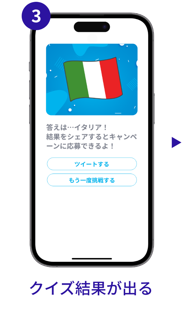 キャンペーンフロー　クイズ結果が出る